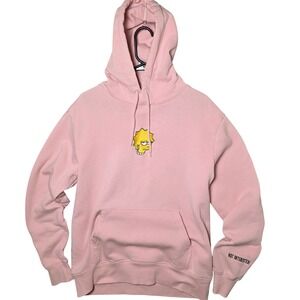 The Simpsons H&M Lisa Hoodie Sweatshirt Pink Embroidered Graphic Medium